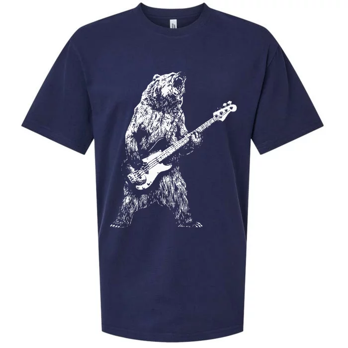 Retro Bear Playing Bass Guitar Bear Guitarist Sueded Cloud Jersey T-Shirt