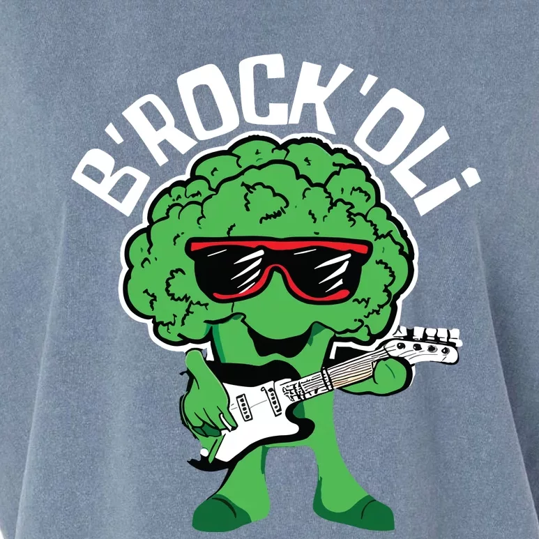 Rocking Broccoli Playing Guitar Veggie Vegetable Vegetarian Garment-Dyed Women's Muscle Tee