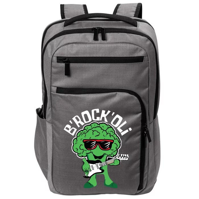 Rocking Broccoli Playing Guitar Veggie Vegetable Vegetarian Impact Tech Backpack