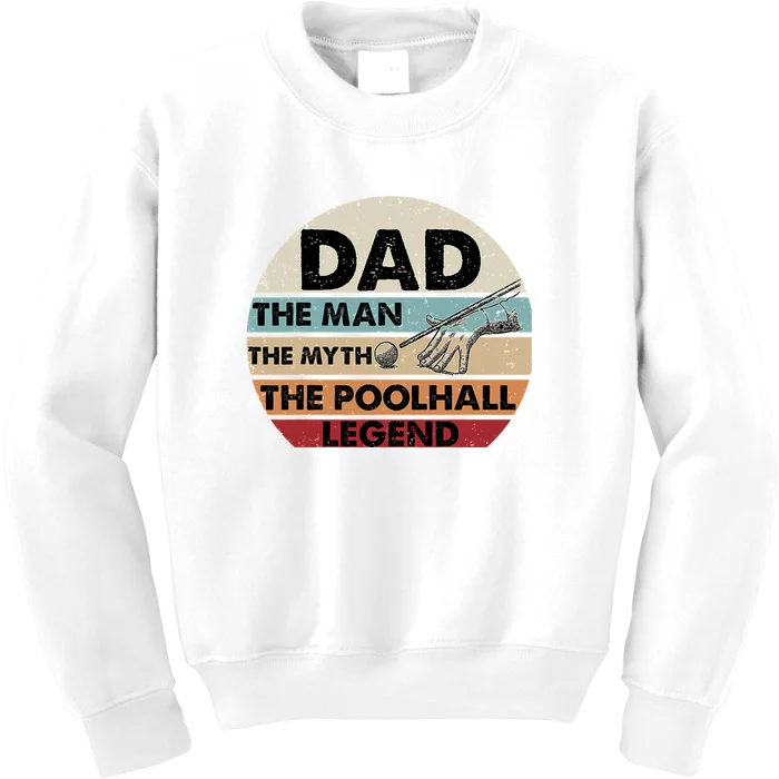 Retro Billiard Player Dad, Billiards Pool Billiards Dad Gift Father's Day Kids Sweatshirt