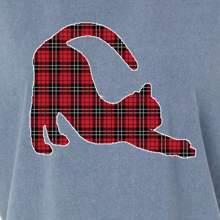 Red Buffalo Plaid Cat Matching Family Christmas Gift Garment-Dyed Women's Muscle Tee