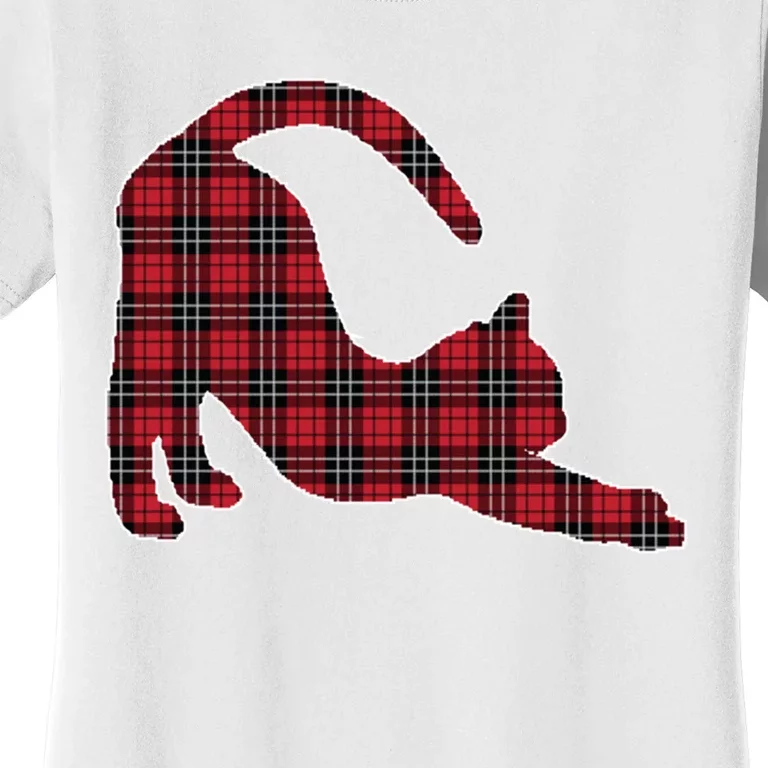 Red Buffalo Plaid Cat Matching Family Christmas Gift Women's T-Shirt