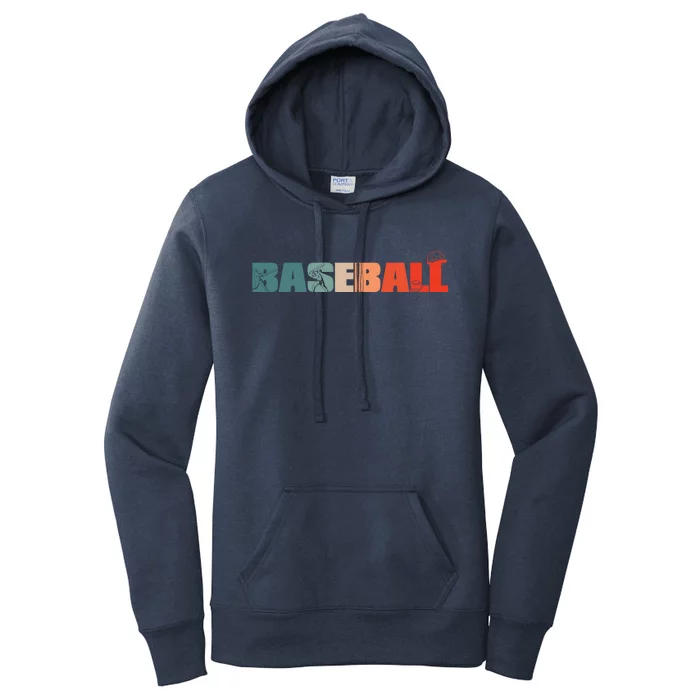 Retro Baseball Player Gift Vintage Baseballer Baseball Funny Gift Women's Pullover Hoodie