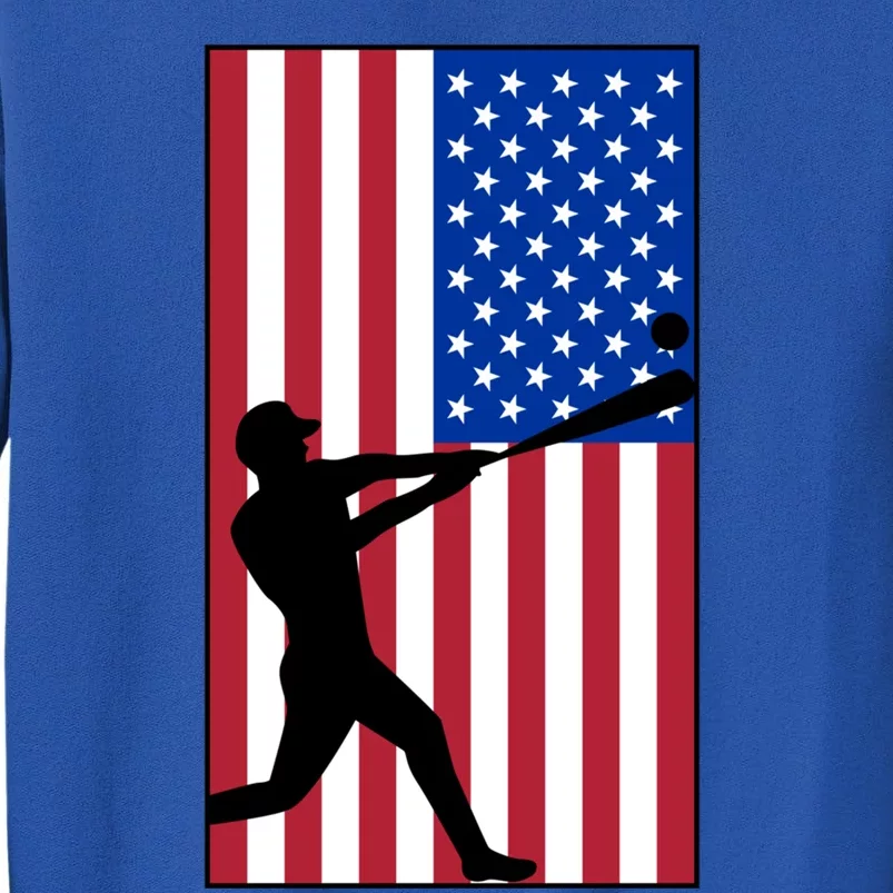 Retro Baseball Player Usa Flag Sports Lover Coach Graphic Cute Gift Tall Sweatshirt