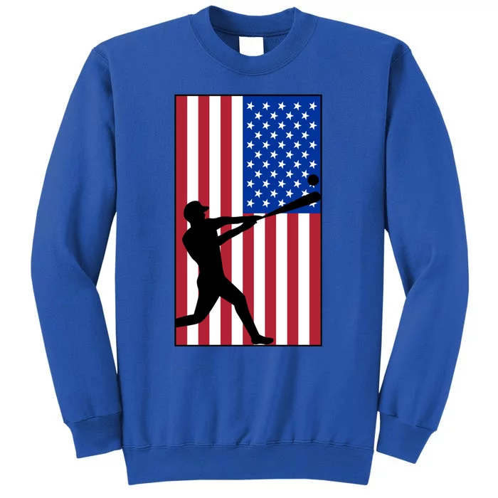 Retro Baseball Player Usa Flag Sports Lover Coach Graphic Cute Gift Tall Sweatshirt