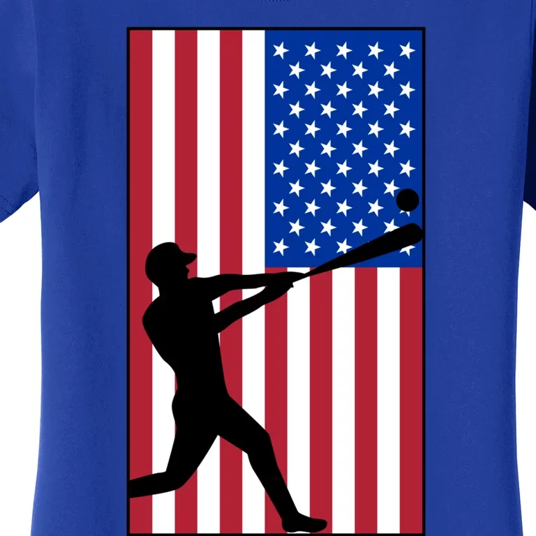 Retro Baseball Player Usa Flag Sports Lover Coach Graphic Cute Gift Women's T-Shirt