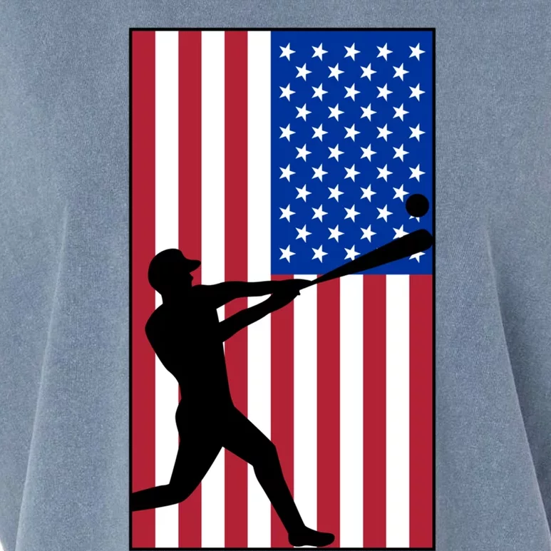 Retro Baseball Player Usa Flag Sports Lover Coach Graphic Cute Gift Garment-Dyed Women's Muscle Tee