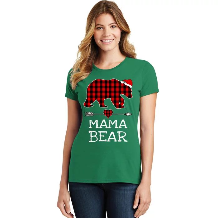 Red Buffalo Plaid Mama Bear Christmas Pajama Family Women's T-Shirt