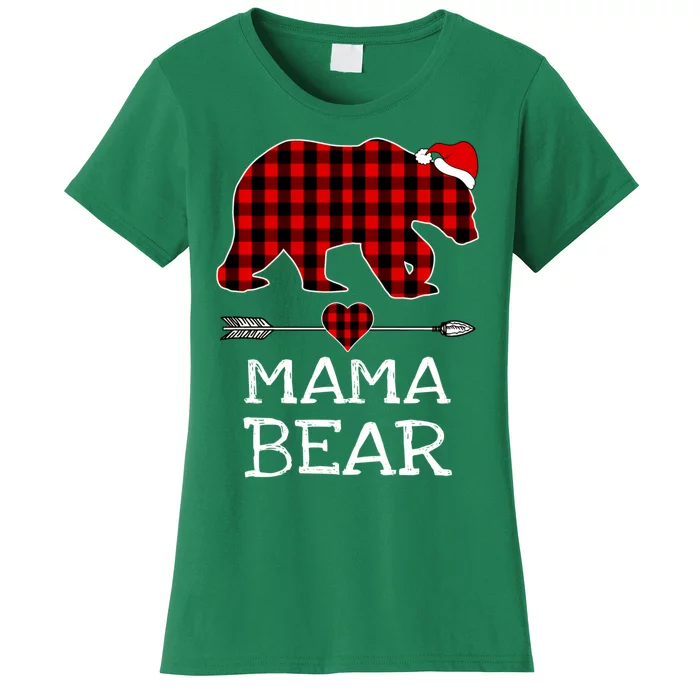 Red Buffalo Plaid Mama Bear Christmas Pajama Family Women's T-Shirt