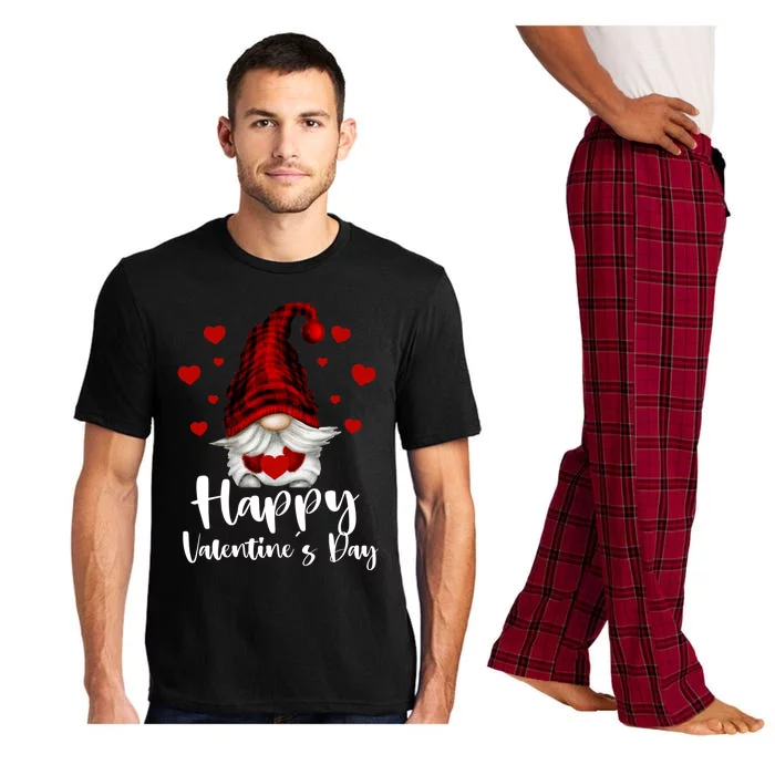 Red Buffalo Plaid Gnome Lovers Fans Happy Valentine's Day Gift Pajama Set