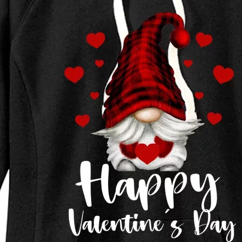 Red Buffalo Plaid Gnome Lovers Fans Happy Valentine's Day Gift Women's Fleece Hoodie