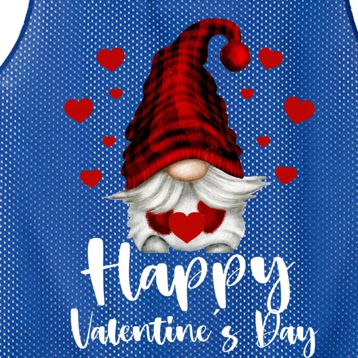 Red Buffalo Plaid Gnome Lovers Fans Happy Valentine's Day Gift Mesh Reversible Basketball Jersey Tank