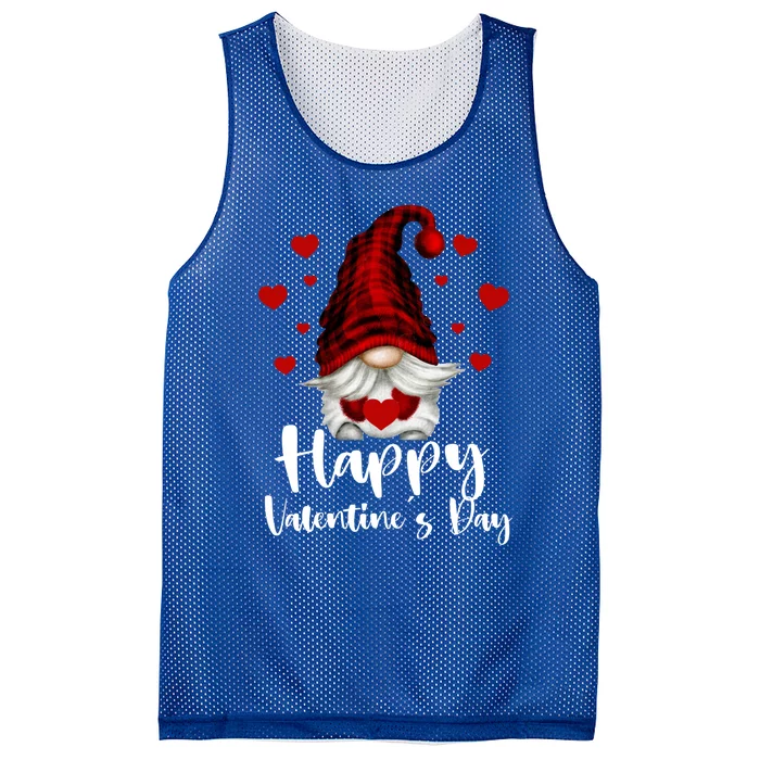 Red Buffalo Plaid Gnome Lovers Fans Happy Valentine's Day Gift Mesh Reversible Basketball Jersey Tank