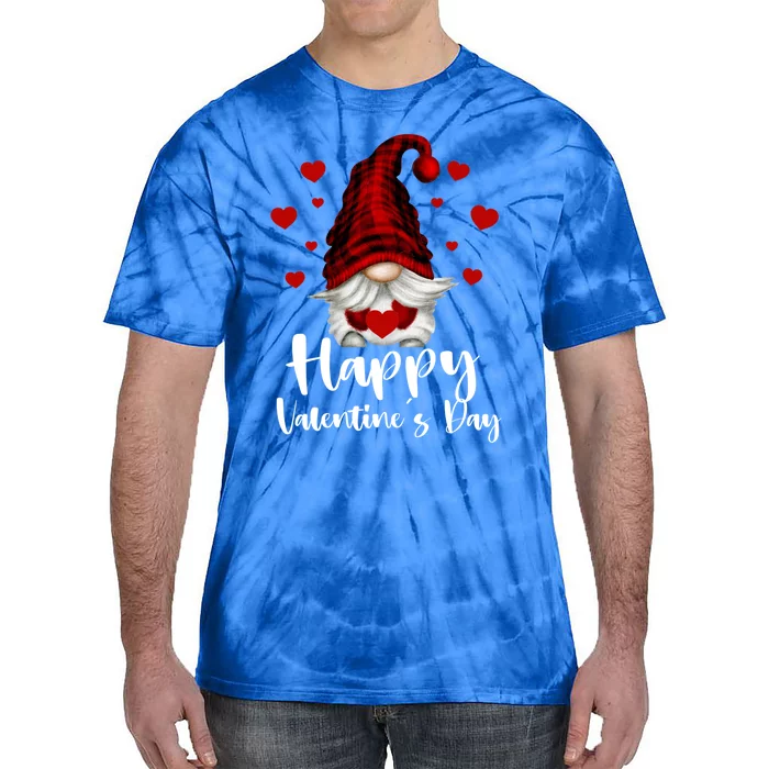 Red Buffalo Plaid Gnome Lovers Fans Happy Valentine's Day Gift Tie-Dye T-Shirt