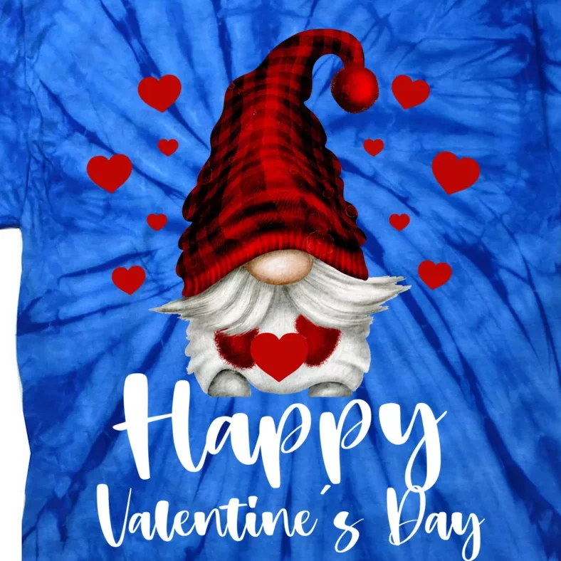 Red Buffalo Plaid Gnome Lovers Fans Happy Valentine's Day Gift Tie-Dye T-Shirt