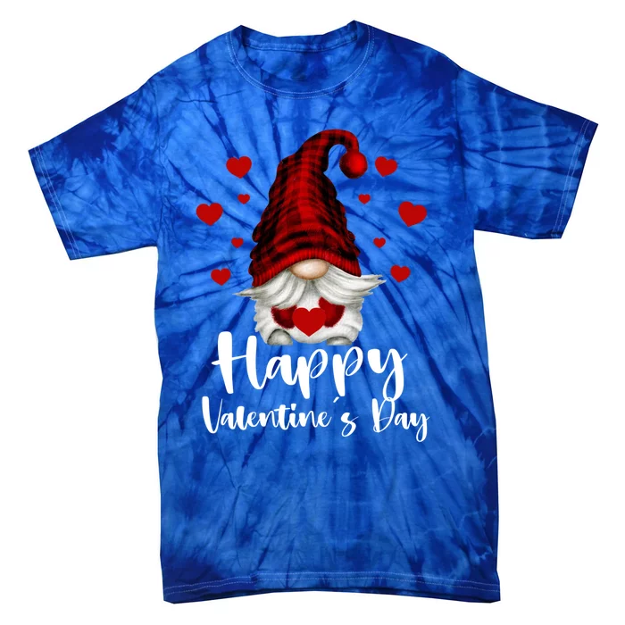 Red Buffalo Plaid Gnome Lovers Fans Happy Valentine's Day Gift Tie-Dye T-Shirt