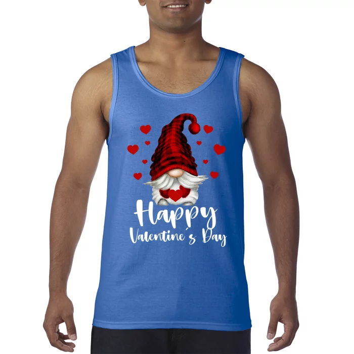 Red Buffalo Plaid Gnome Lovers Fans Happy Valentine's Day Gift Tank Top