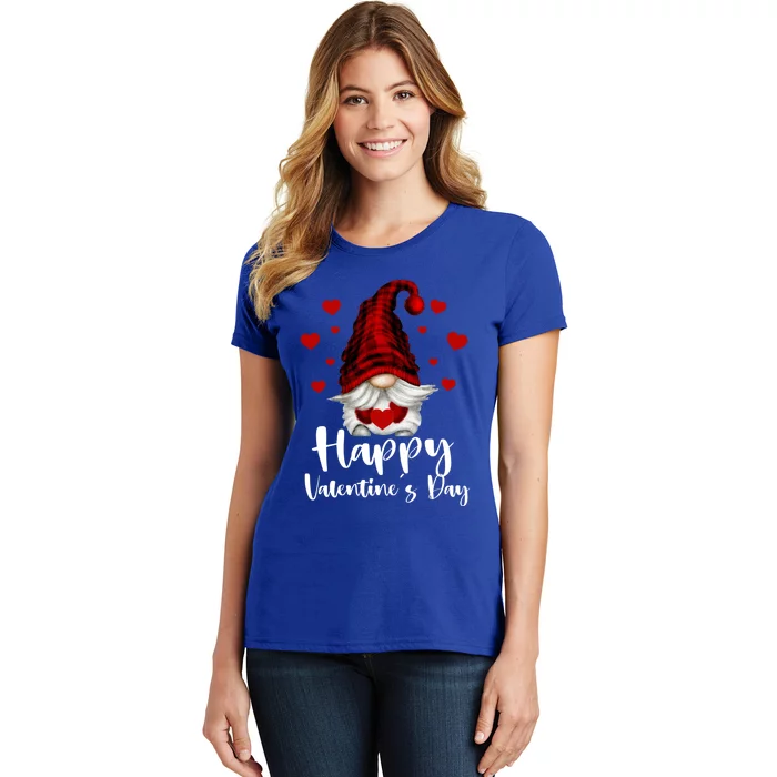 Red Buffalo Plaid Gnome Lovers Fans Happy Valentine's Day Gift Women's T-Shirt