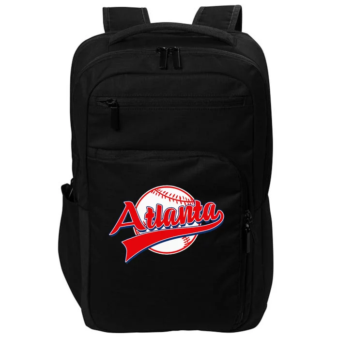 Retro Baseball Player Lover Atlanta Distressed Game Day Impact Tech Backpack