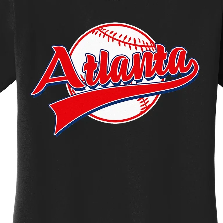 Retro Baseball Player Lover Atlanta Distressed Game Day Women's T-Shirt