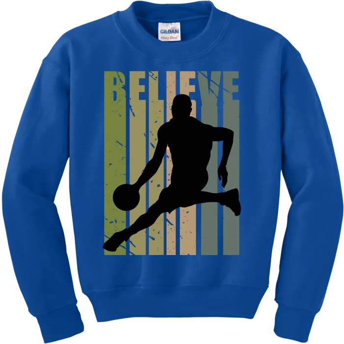 Retro Basketball Player Coach Coaching Cool Vintage Cute Gift Kids Sweatshirt