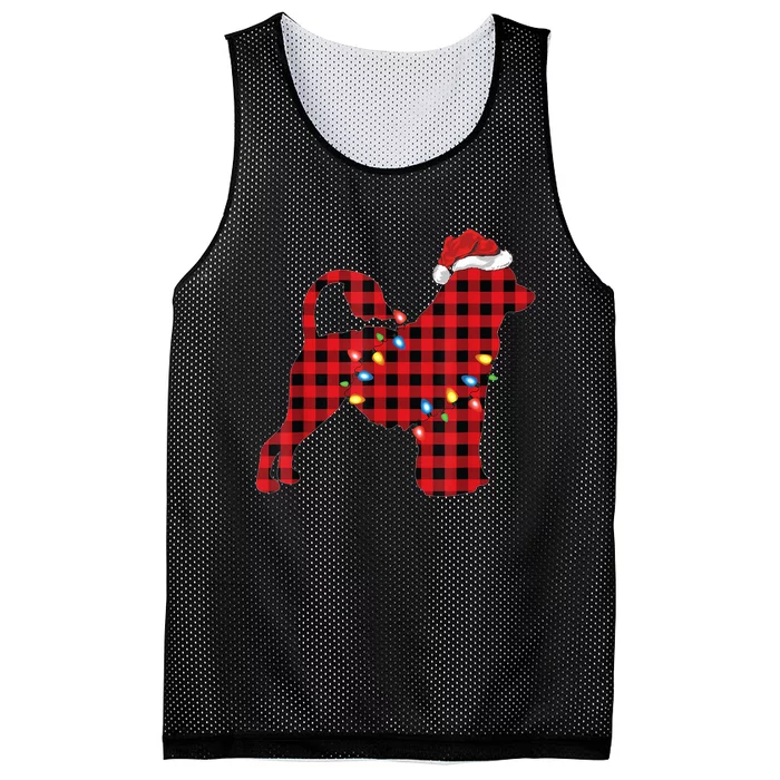 Red Buffalo Plaid Portuguese Water Dog Christmas Pajama Mesh Reversible Basketball Jersey Tank