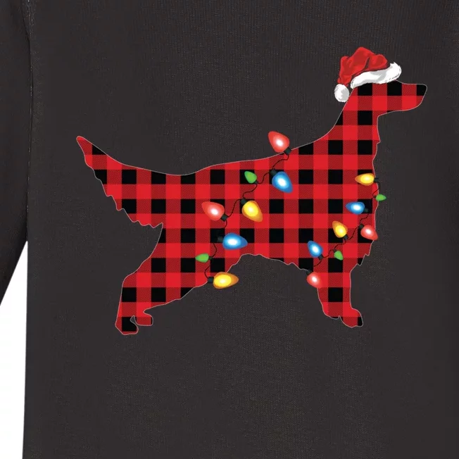 Red Buffalo Plaid Santa Irish Setter Dog Christmas Pajama Sweatshirt Baby Long Sleeve Bodysuit