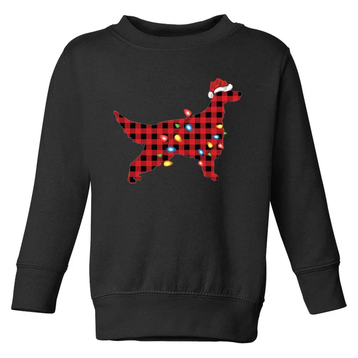 Red Buffalo Plaid Santa Irish Setter Dog Christmas Pajama Sweatshirt Toddler Sweatshirt