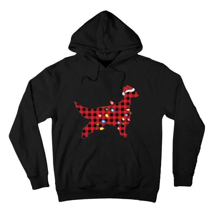 Red Buffalo Plaid Santa Irish Setter Dog Christmas Pajama Sweatshirt Tall Hoodie