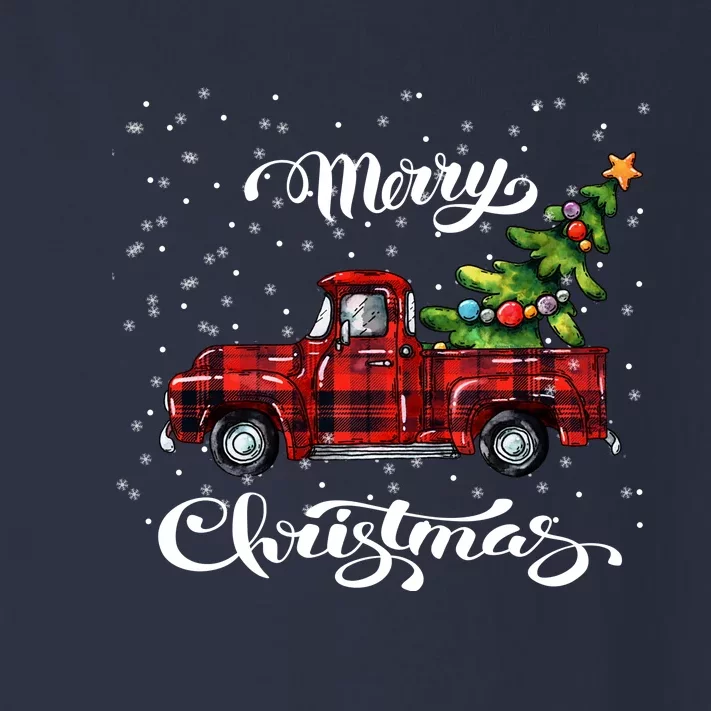 Red Buffalo Plaid Pickup Truck With Tree Merry Xmas Toddler Long Sleeve Shirt