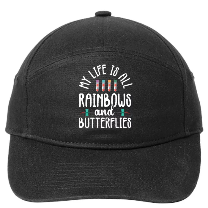 Rainbow Butterflies Phlebotomist Phlebotomy Technician Nurse 7-Panel Snapback Hat