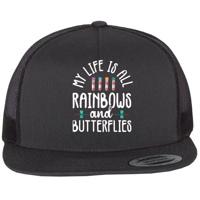 Rainbow Butterflies Phlebotomist Phlebotomy Technician Nurse Flat Bill Trucker Hat