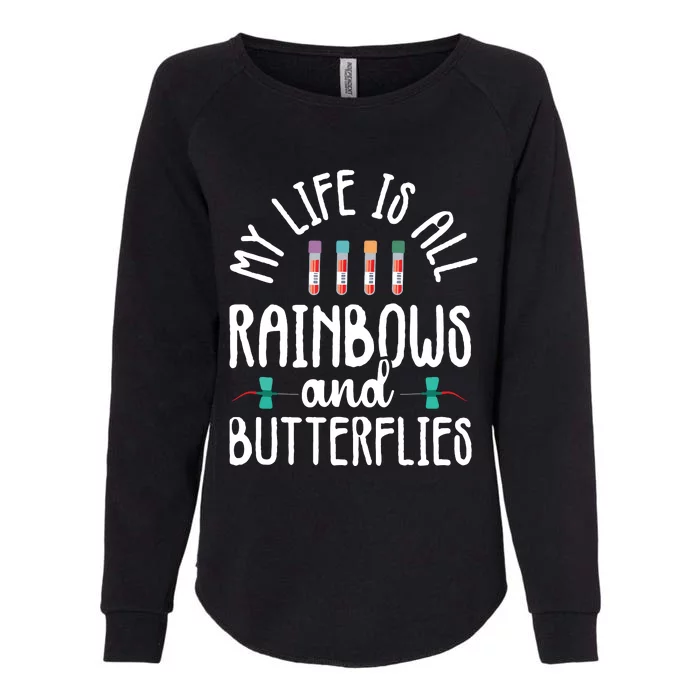 Rainbow Butterflies Phlebotomist Phlebotomy Technician Nurse Womens California Wash Sweatshirt