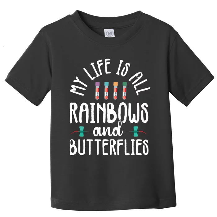 Rainbow Butterflies Phlebotomist Phlebotomy Technician Nurse Toddler T-Shirt