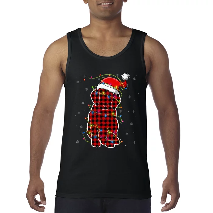 Red Buffalo Plaid Beagle Santa Christmas Pajama Matching Tank Top