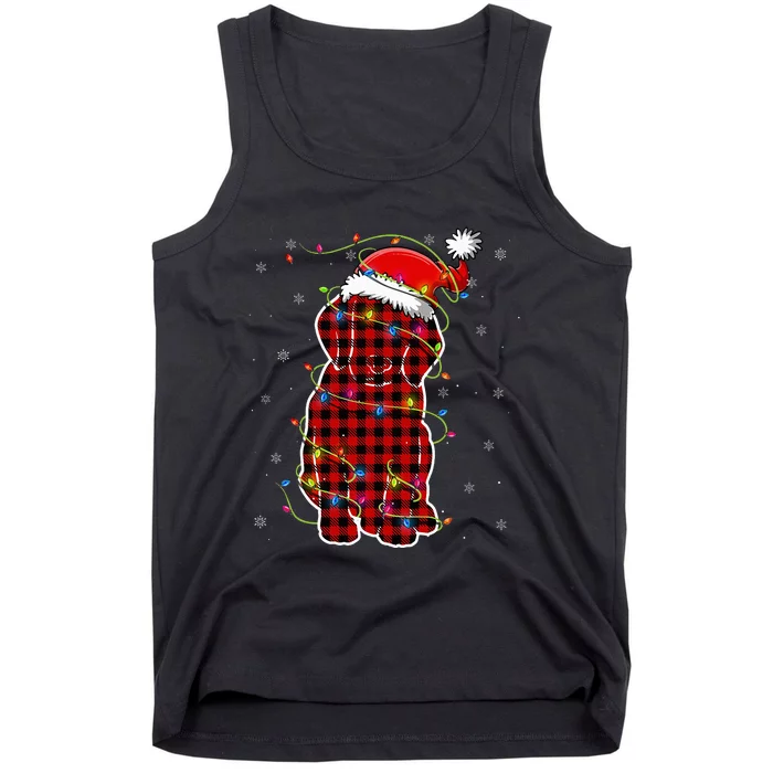 Red Buffalo Plaid Beagle Santa Christmas Pajama Matching Tank Top