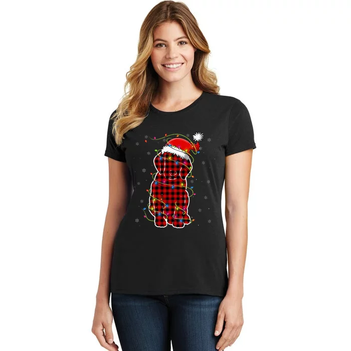 Red Buffalo Plaid Beagle Santa Christmas Pajama Matching Women's T-Shirt