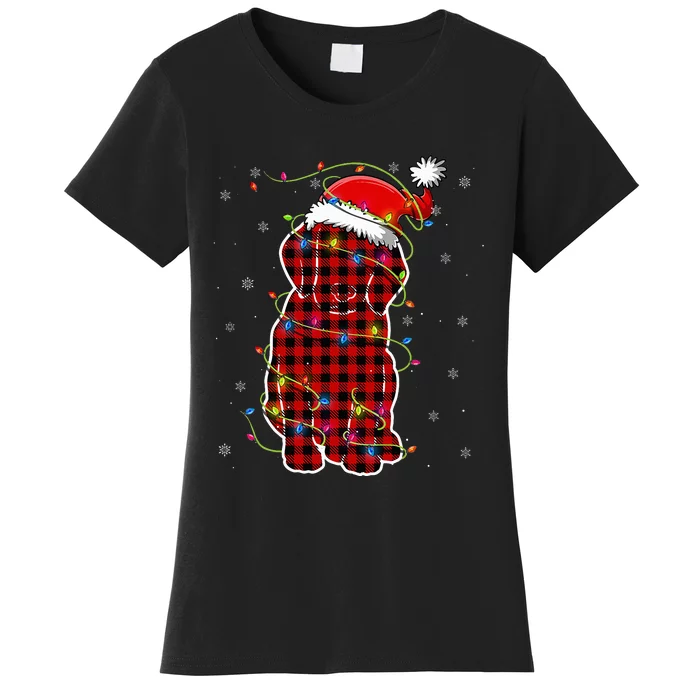 Red Buffalo Plaid Beagle Santa Christmas Pajama Matching Women's T-Shirt