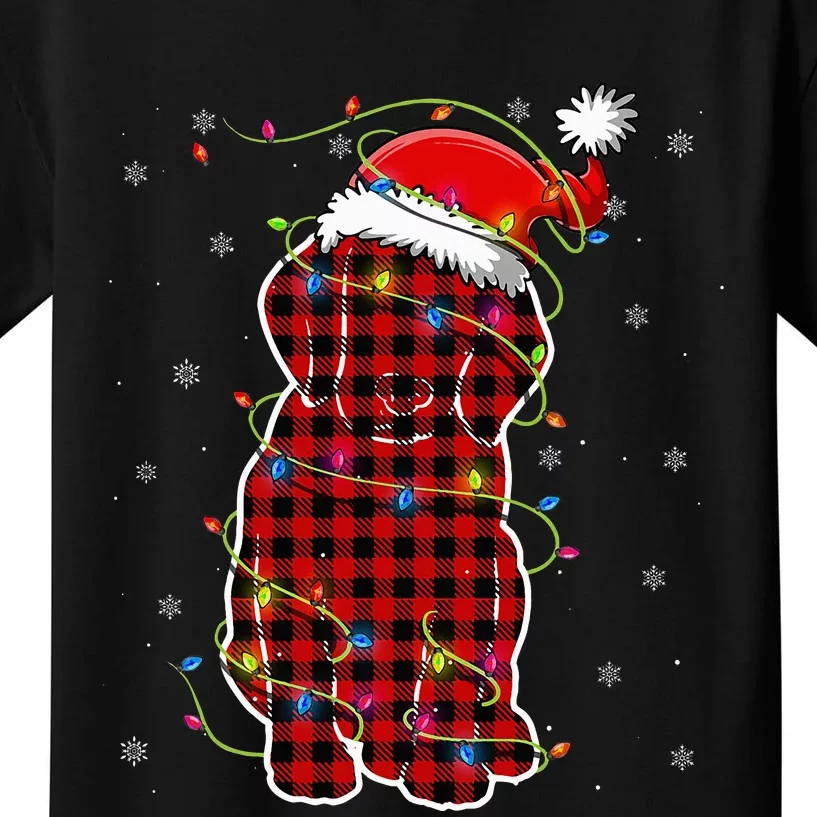 Red Buffalo Plaid Beagle Santa Christmas Pajama Matching Kids T-Shirt