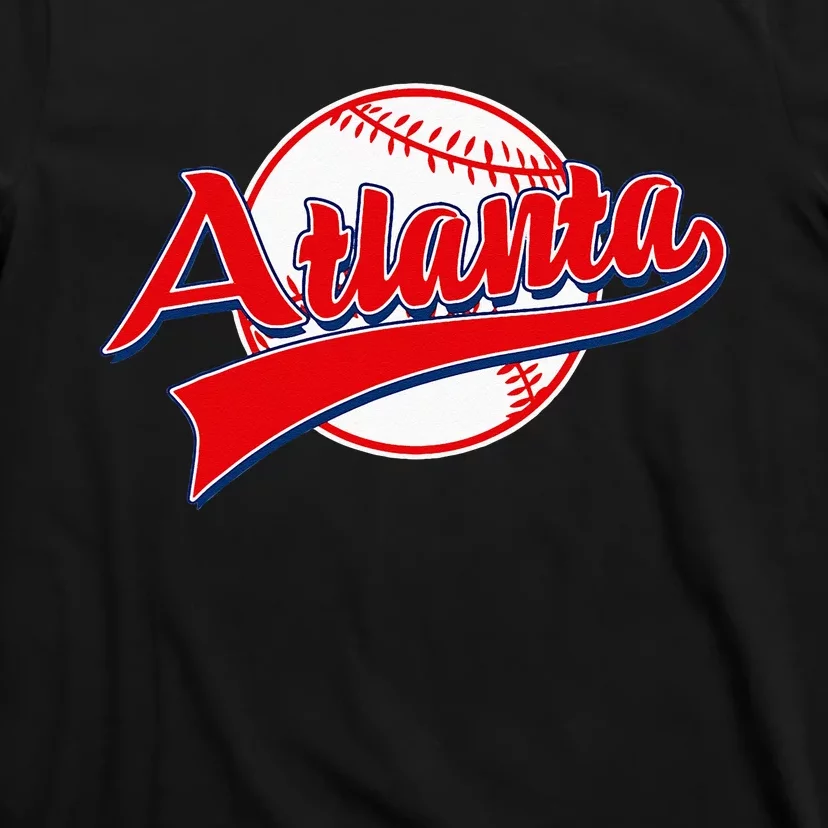 Retro Baseball Player Lover Atlanta Distressed Game Day T-Shirt