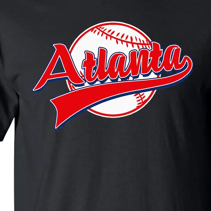 Retro Baseball Player Lover Atlanta Distressed Game Day Tall T-Shirt