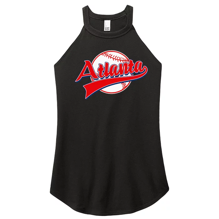 Retro Baseball Player Lover Atlanta Distressed Game Day Women’s Perfect Tri Rocker Tank