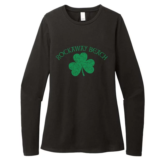 Rockaway Beach Queens Ny Irish Shamrock Distress Green Print Cute Gift Womens CVC Long Sleeve Shirt