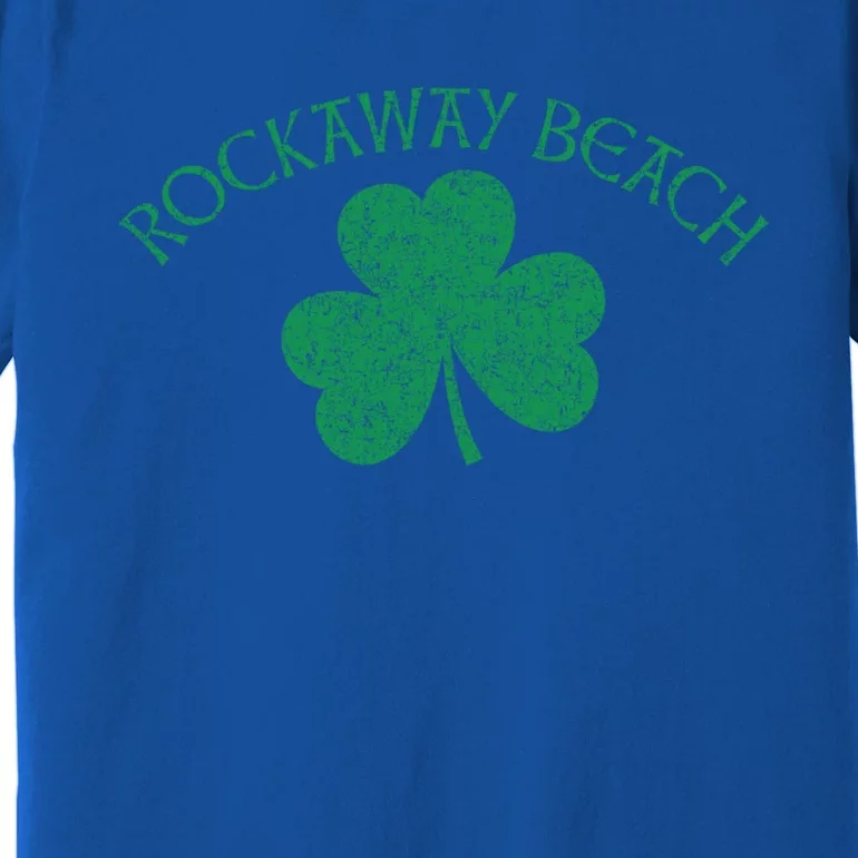 Rockaway Beach Queens Ny Irish Shamrock Distress Green Print Cute Gift Premium T-Shirt