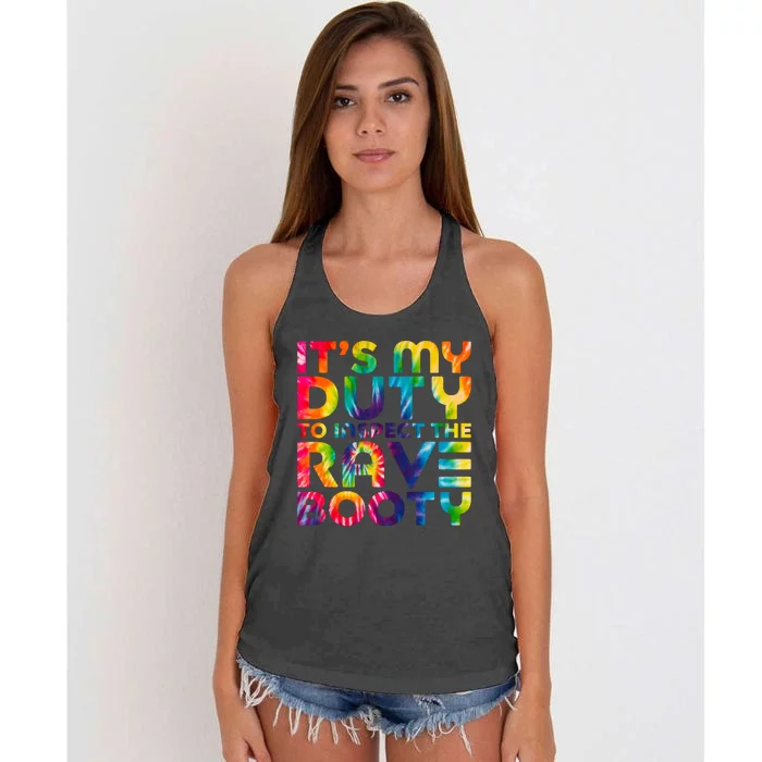 Rave Booty Quote Funny EDM Music Festival Outfit Women's Knotted Racerback Tank