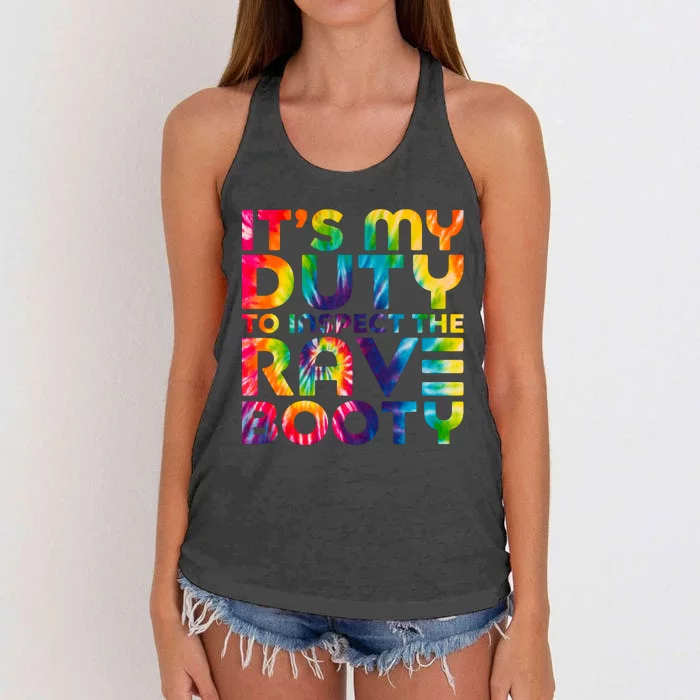 Rave Booty Quote Funny EDM Music Festival Outfit Women's Knotted Racerback Tank