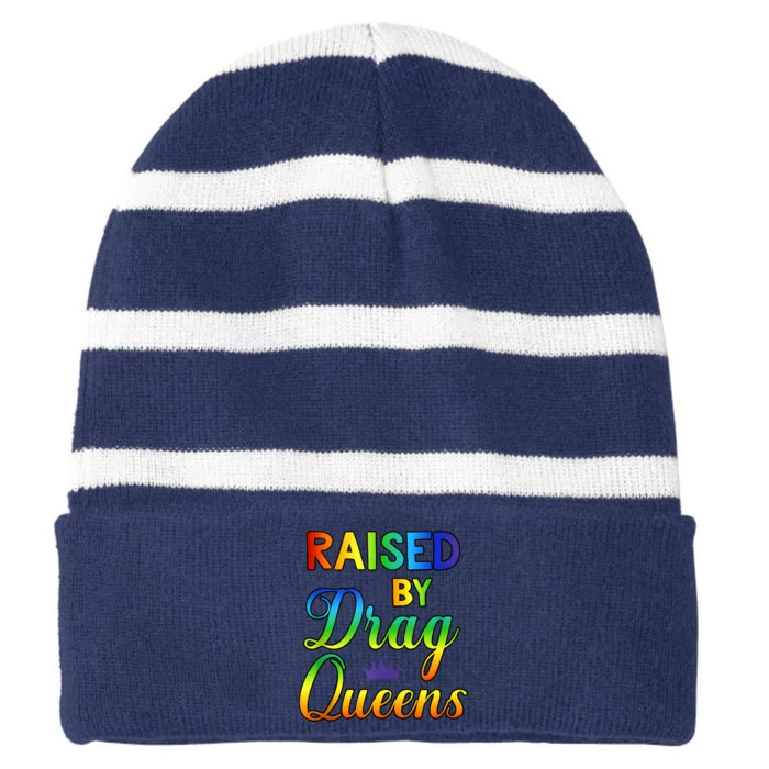 Raised By Queens Drag LGBT Striped Beanie with Solid Band