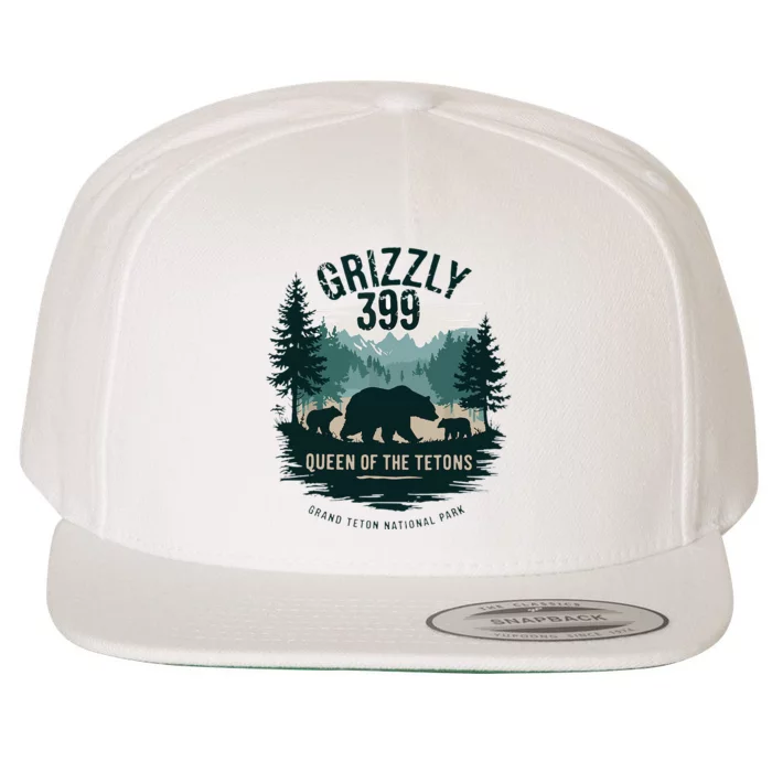 Retro Bear Queen Of The Tetons Grizzly 399 National Park Wool Snapback Cap