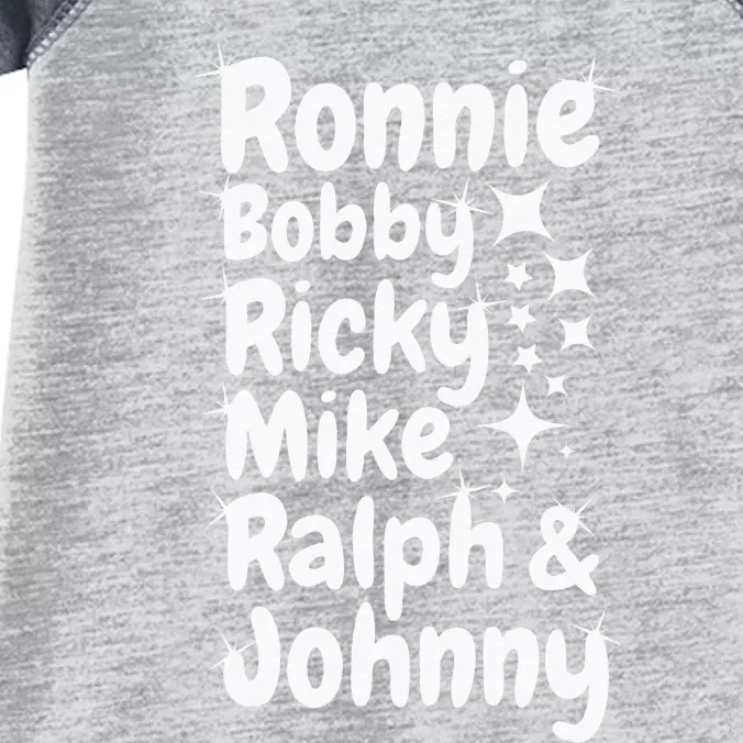 Ronnie Bobby Ricky Mike Ralph And Johnny Infant Baby Jersey Bodysuit