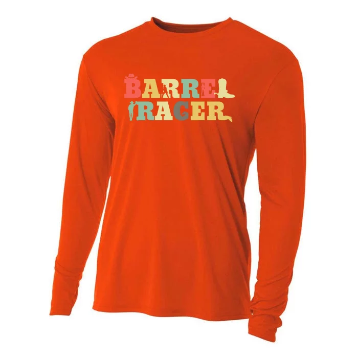 Retro Barrel Racer Gift Vintage Barrel Racing Barrel Racing Fan Cool Gift Cooling Performance Long Sleeve Crew